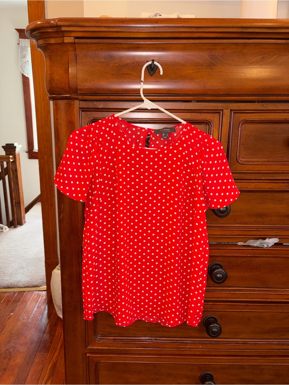 Primark Red & White Polka Dot Flutter Sleeve Blouse Size 6